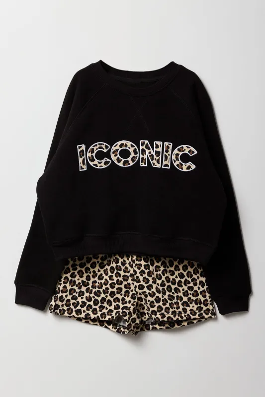 Ensemble deux pièces chandail et short en molleton pour filles sold by Urban Planet
