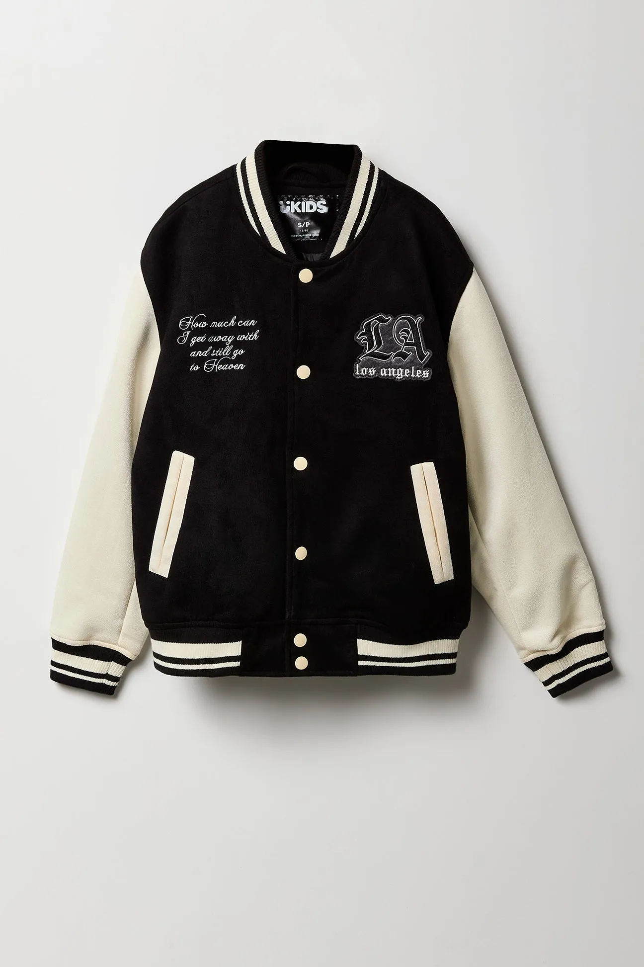 Boys Faux Suede Embroidered Varsity Jacket sold by Urban Planet product image thumbnail 3