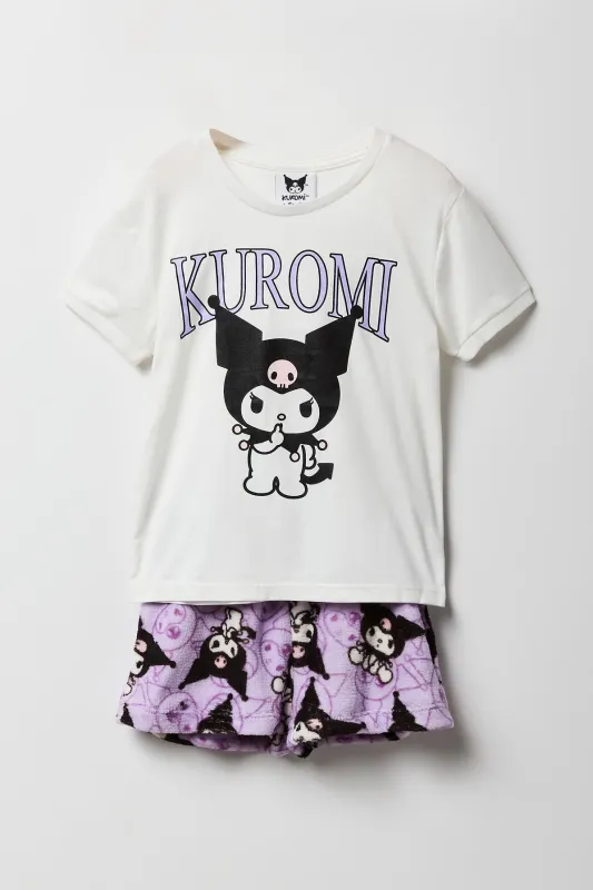 Ensemble pyjama avec t-shirt et short à imprimé Kuromi pour fille sold by Urban Planet