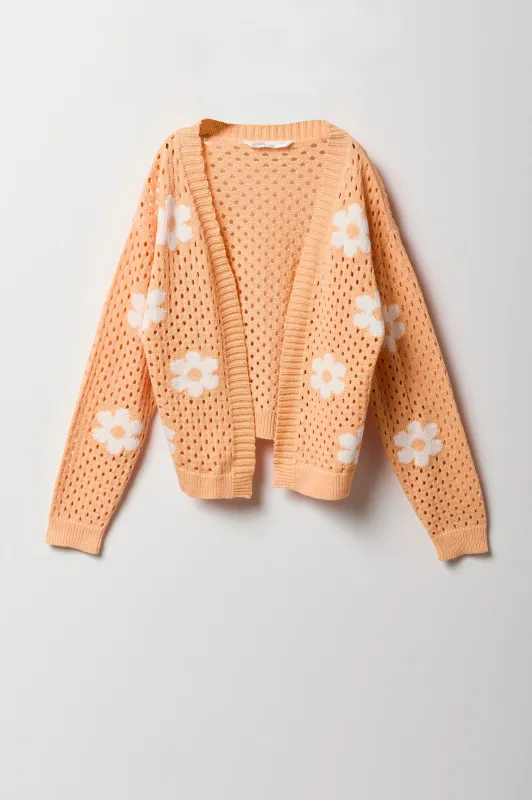 Girls Patterned Open Knit Cardigan sold by Urban Planet