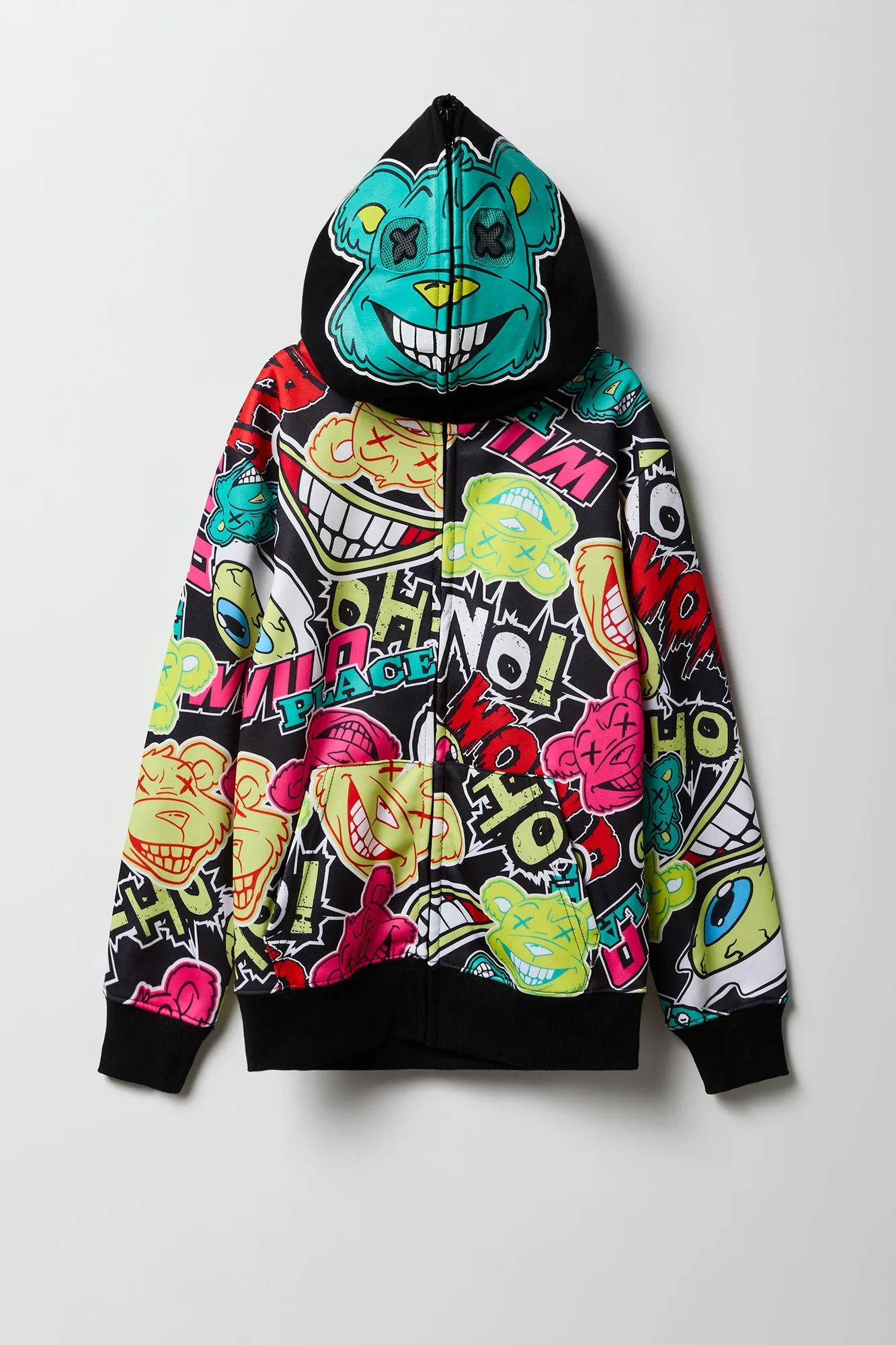 Boys Bear Print Full Zip Hoodie sold by Urban Planet