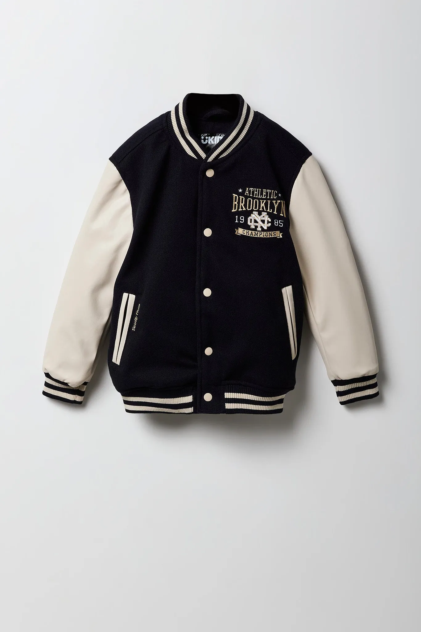 Boys NYC Embroidered Fleece Bomber Jacket sold by Urban Planet