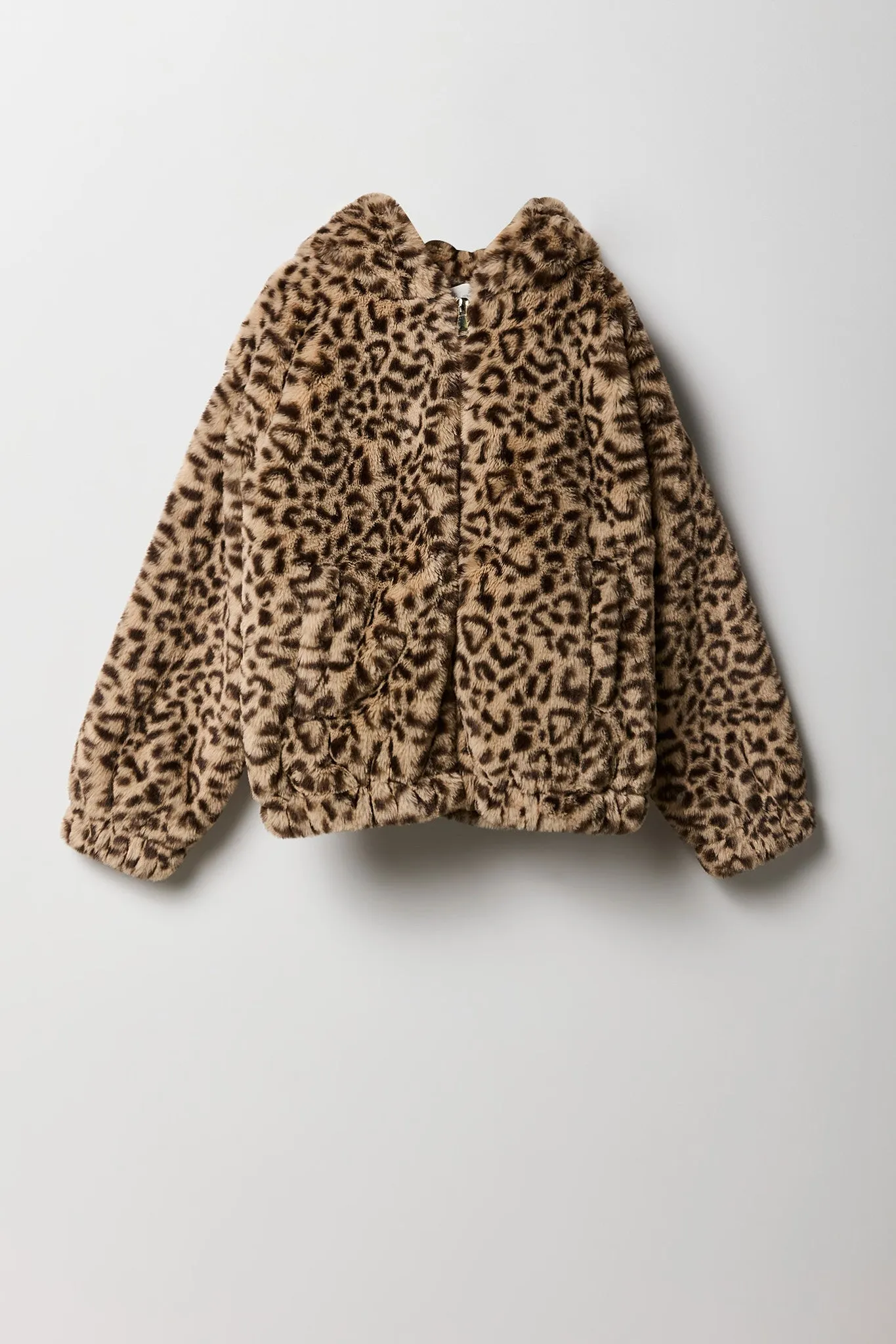 Girls Faux Fur Zip-Up Bomber sold by Urban Planet
