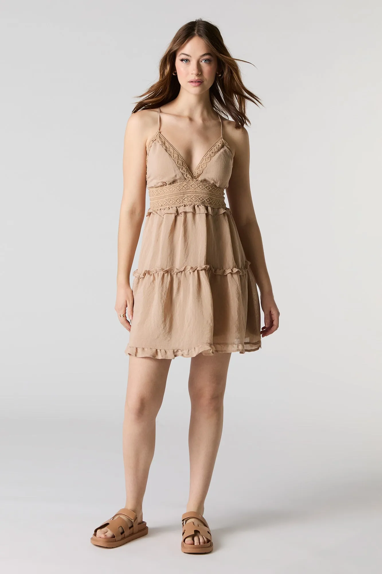 Minirobe nuisette à col en V et bordure de dentelle sold by Urban Planet product image thumbnail 3