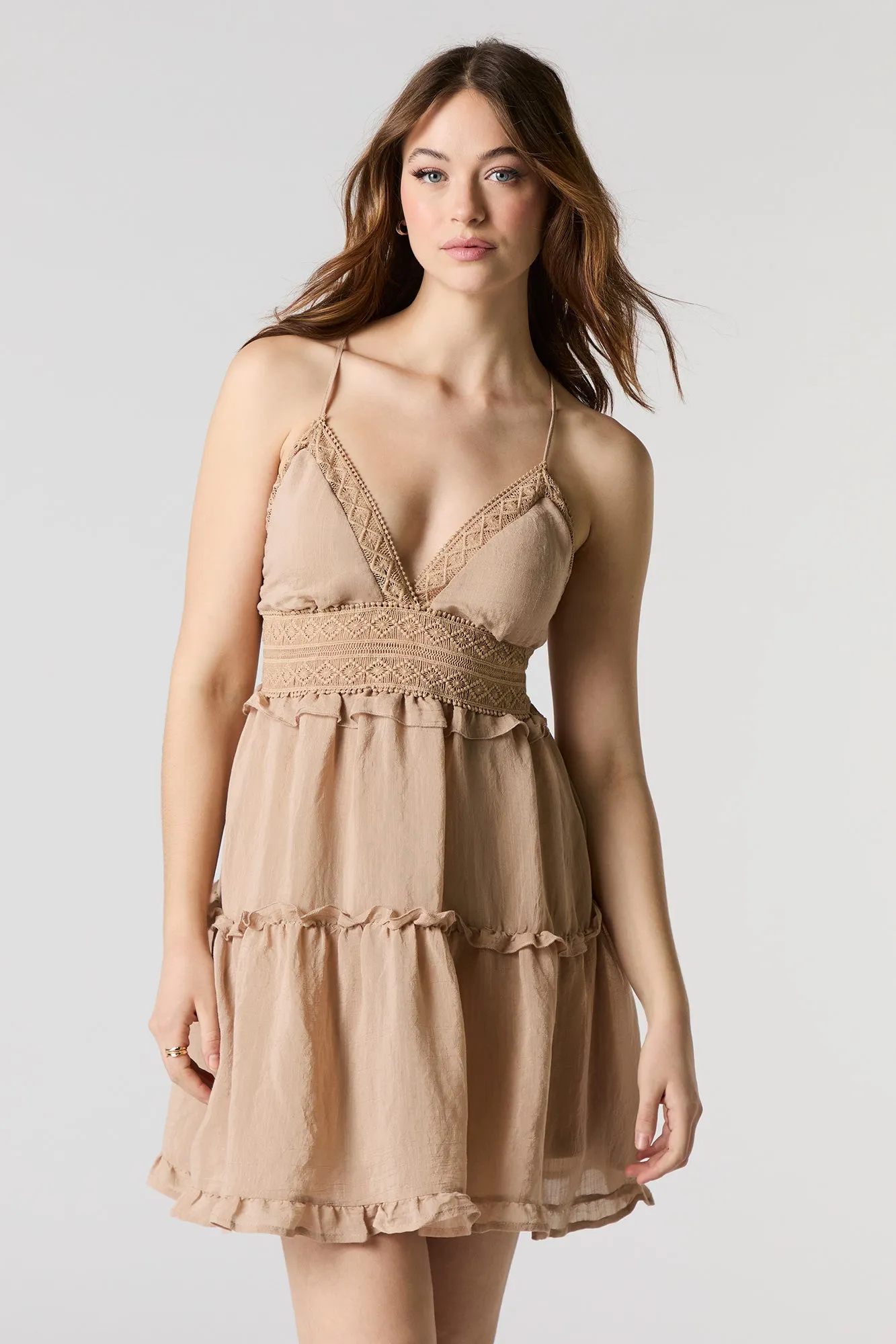 Minirobe nuisette à col en V et bordure de dentelle sold by Urban Planet product image thumbnail 4