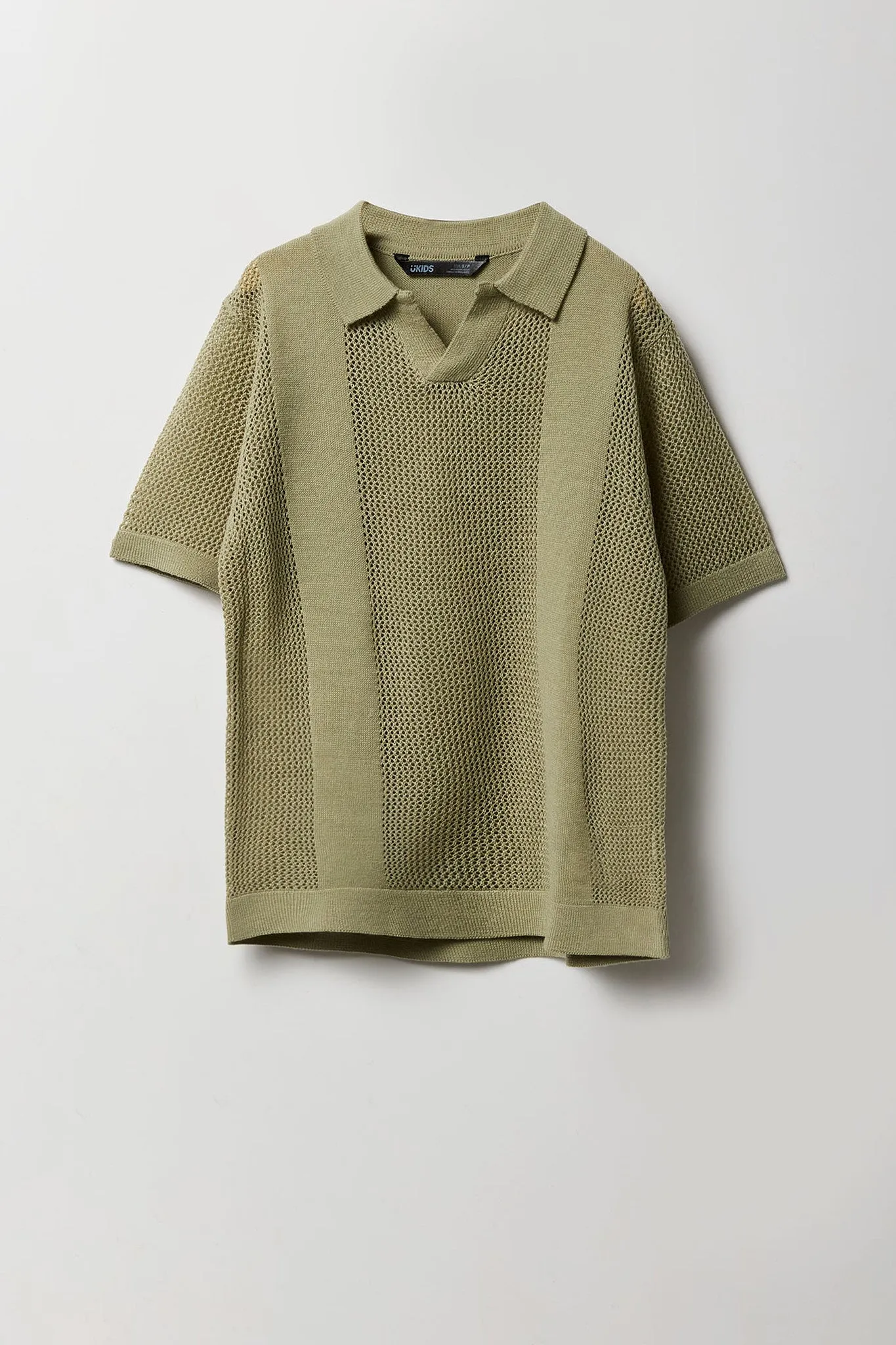 Boys Open Knit Polo Top sold by Urban Planet