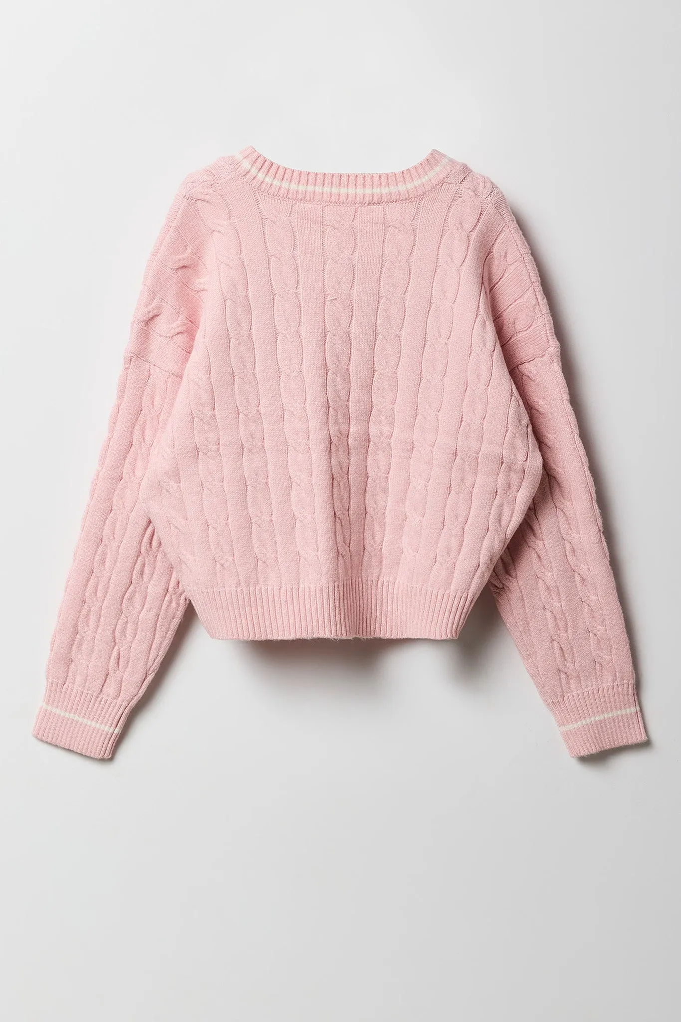 Girls Cable Knit Contrast Embroidered Sweater sold by Urban Planet product image thumbnail 3