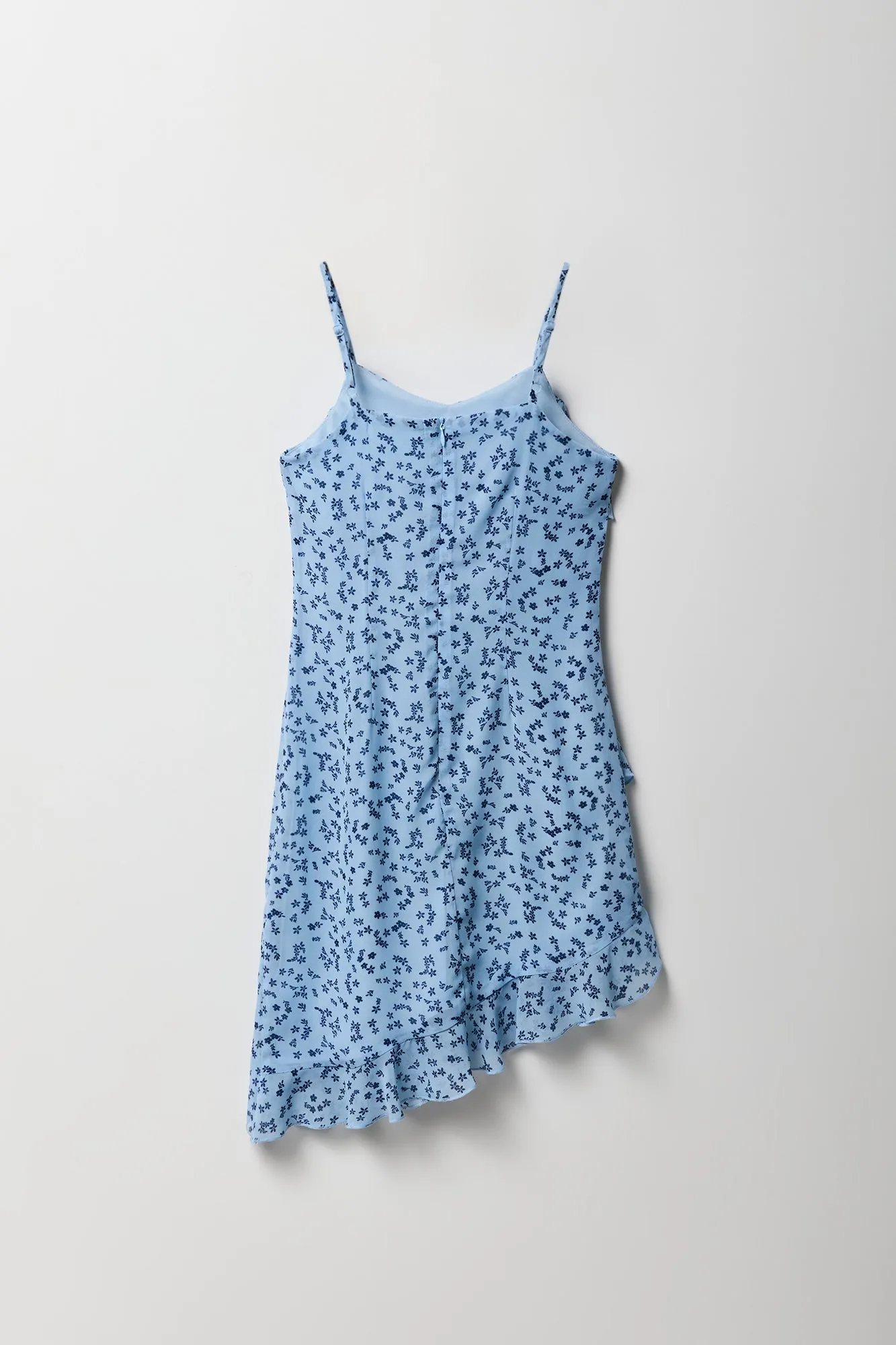 Girls Floral Chiffon Ruffle Asymmetrical Dress sold by Urban Planet product image thumbnail 2