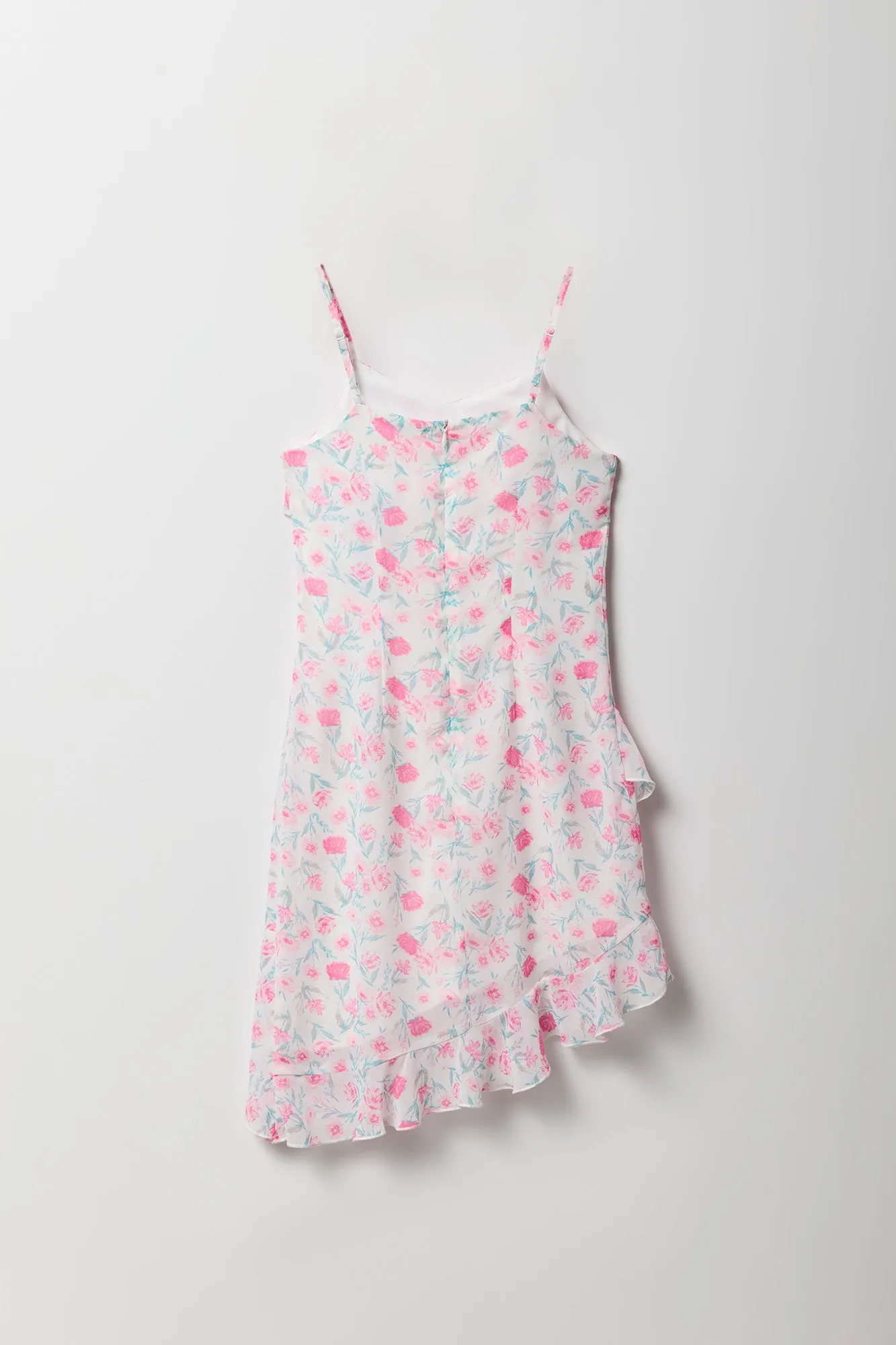 Girls Floral Chiffon Ruffle Asymmetrical Dress sold by Urban Planet product image thumbnail 4