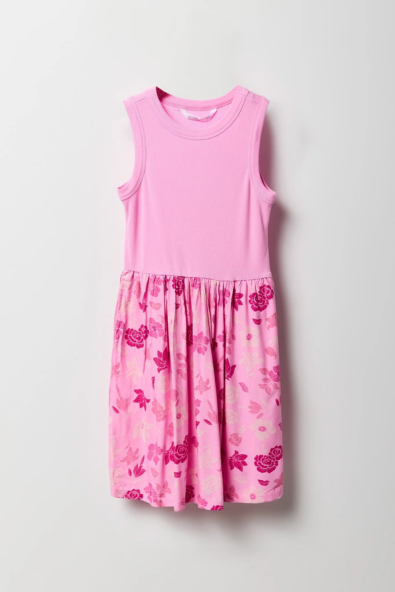 Robe avec jupe virevoltante côtelée fleurie pour fille sold by Urban Planet product image thumbnail 3