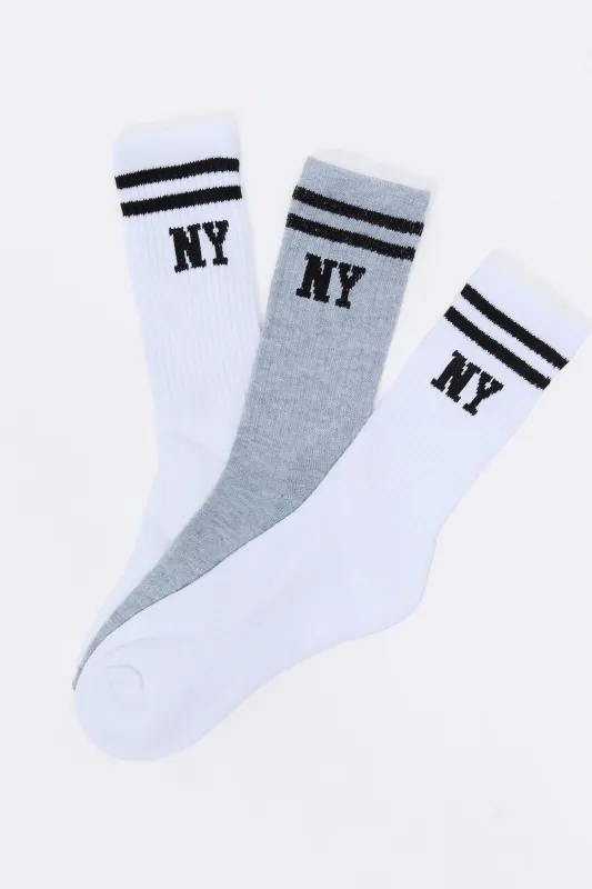 Boys NY Striped Crew Socks (3 Pack) sold by Urban Planet