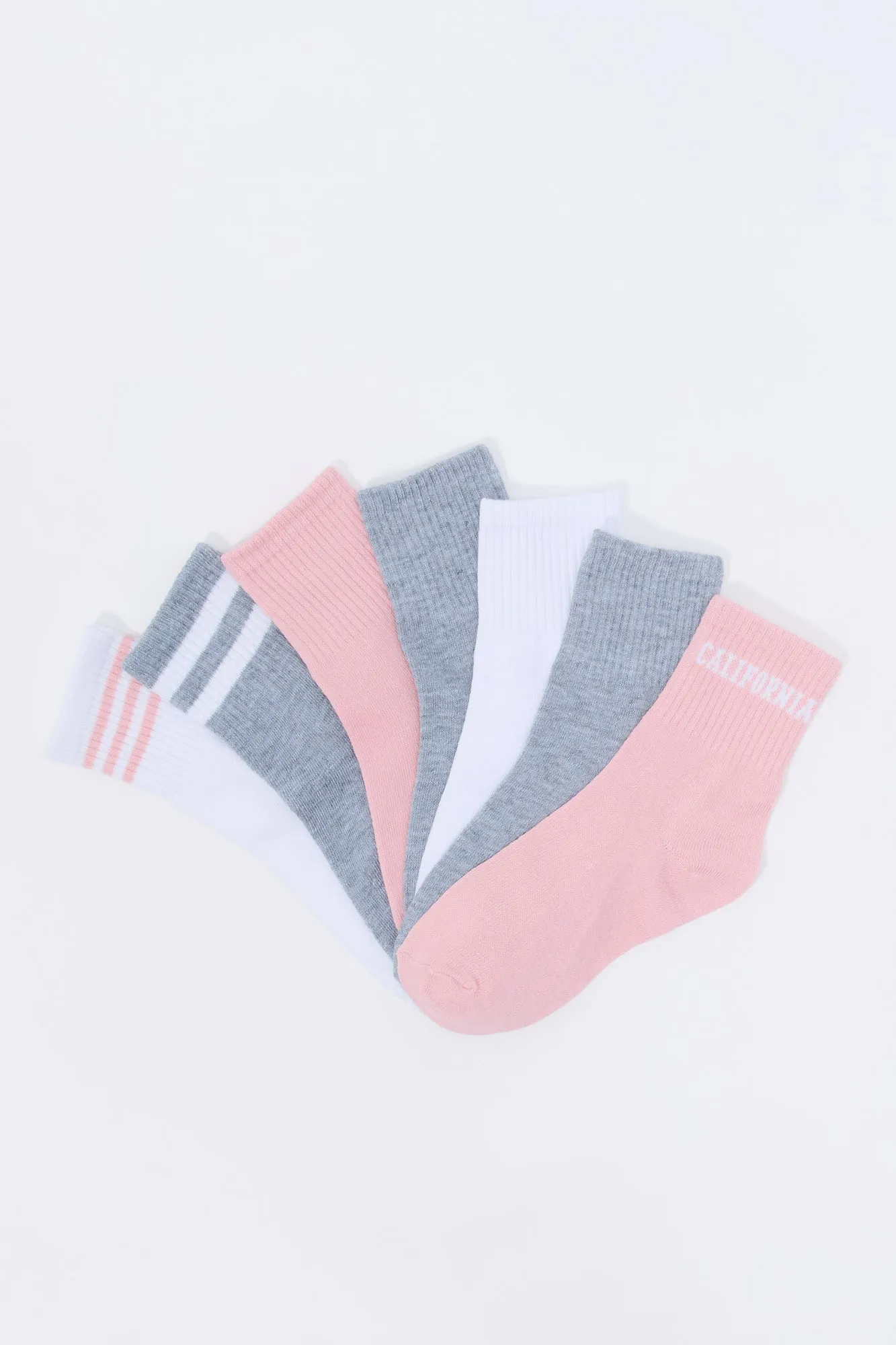Girls City Striped Quarter Socks (7 Pack) sold by Urban Planet