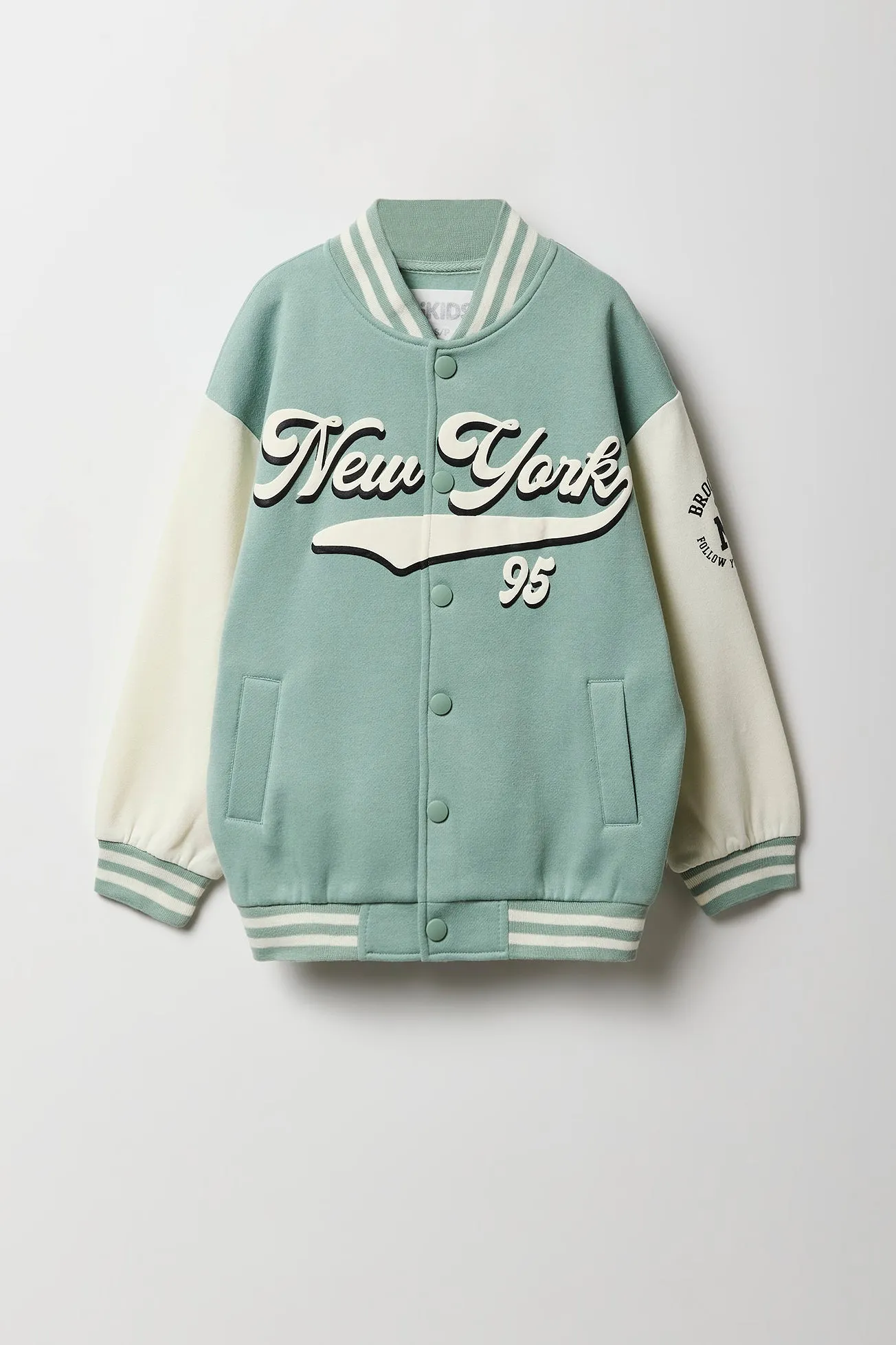 Girls Fleece Varsity Jacket sold by Urban Planet