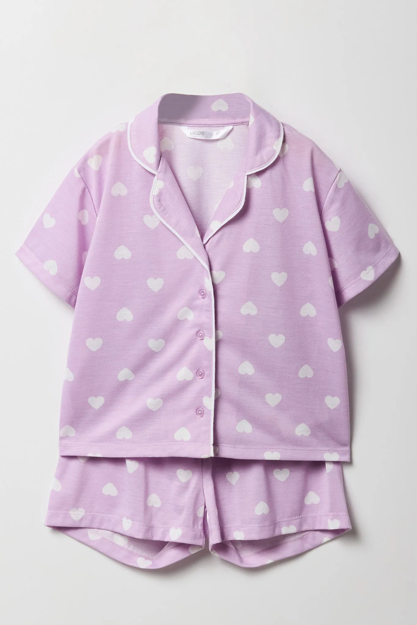 Girls Printed Button-Up Top & Short 2 Piece Pajama Set sold by Urban Planet product image thumbnail 2
