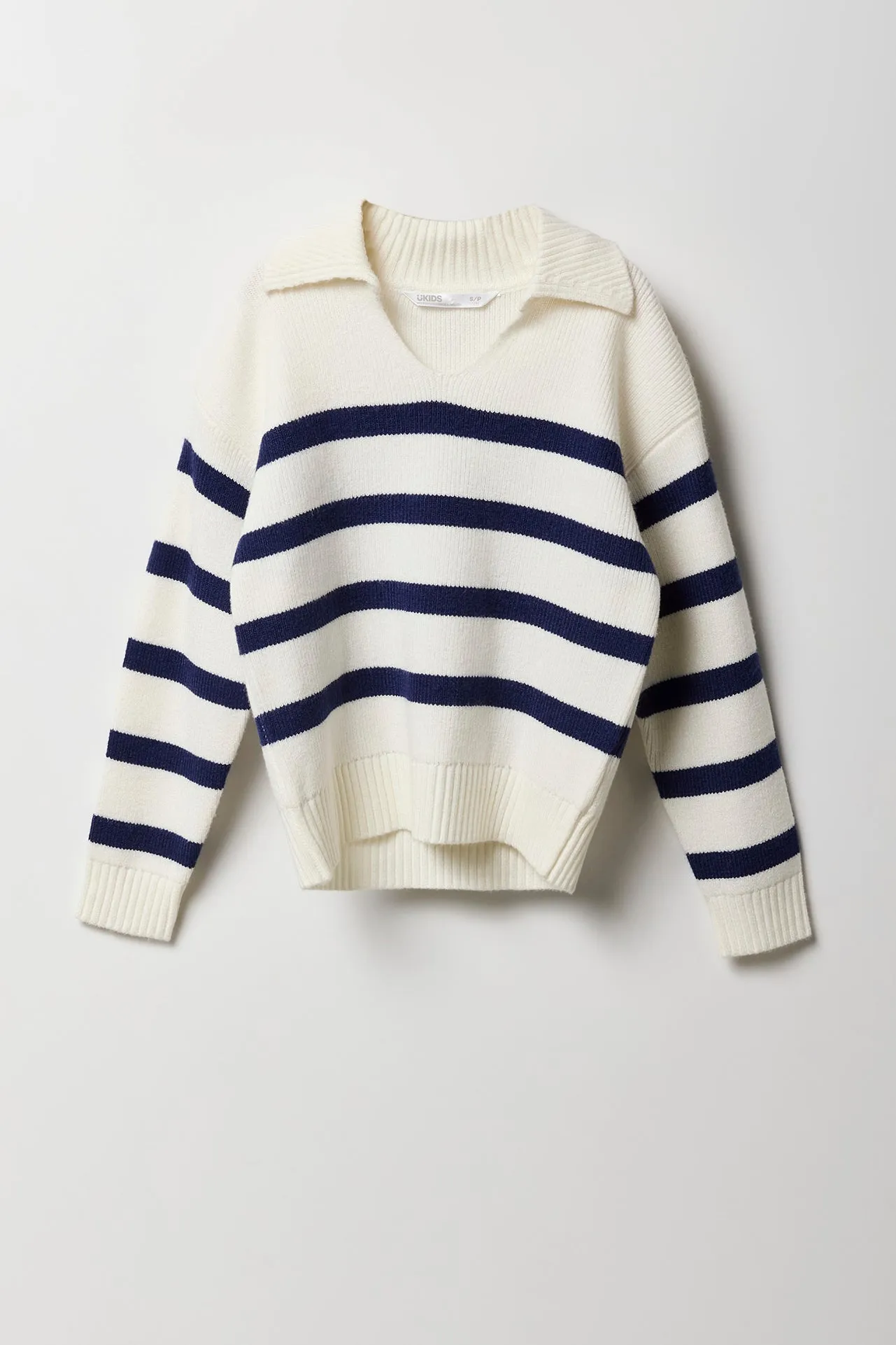Girls Striped Knit Collared Sweater sold by Urban Planet