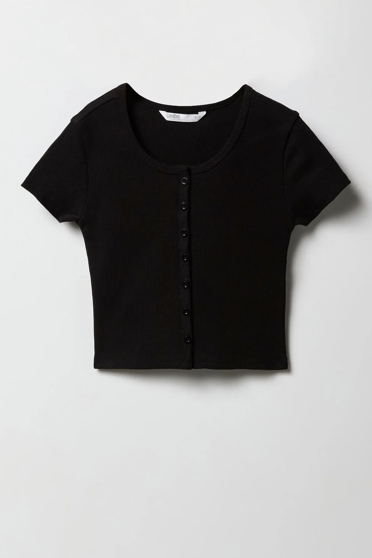 Girls Ribbed Button Front T-Shirt sold by Urban Planet product image thumbnail 3