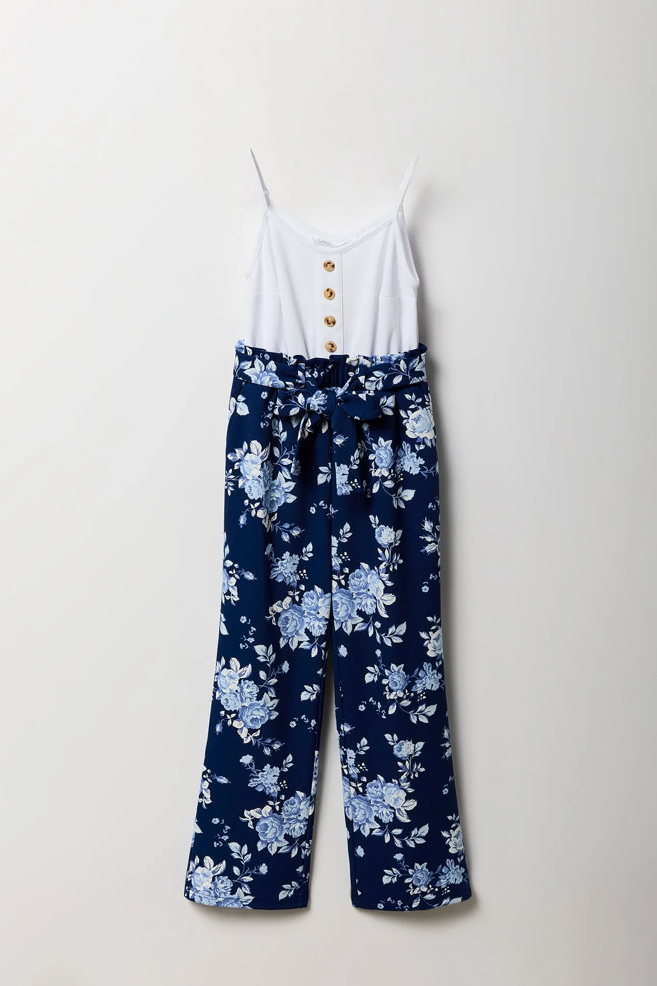 Girls Button Front Floral Belted Jumpsuit sold by Urban Planet product image thumbnail 5