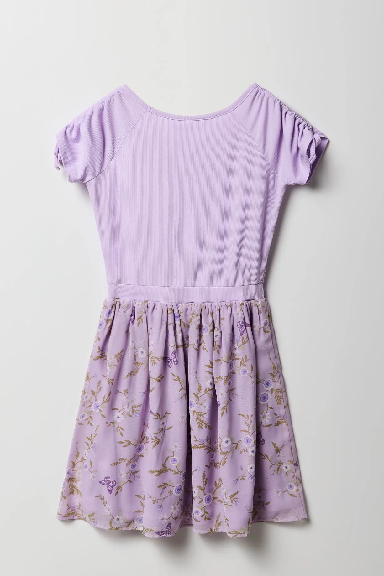 Girls Floral Chiffon Ruched Sleeve Skater Dress sold by Urban Planet product image thumbnail 2