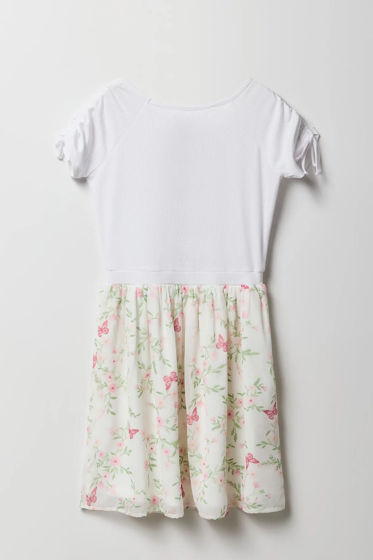 Girls Floral Chiffon Ruched Sleeve Skater Dress sold by Urban Planet product image thumbnail 4