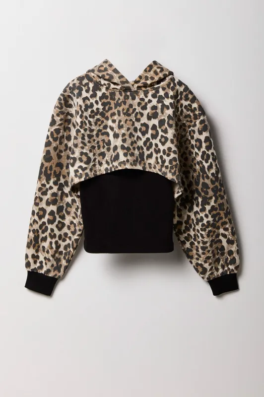 Girls Cheetah Print Hoodie & Tank 2 Piece Set sold by Urban Planet