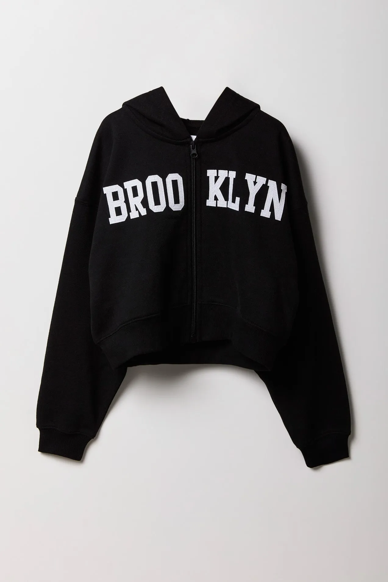 Girls Brooklyn Graphic Zip-Up Fleece Hoodie sold by Urban Planet product image thumbnail 2