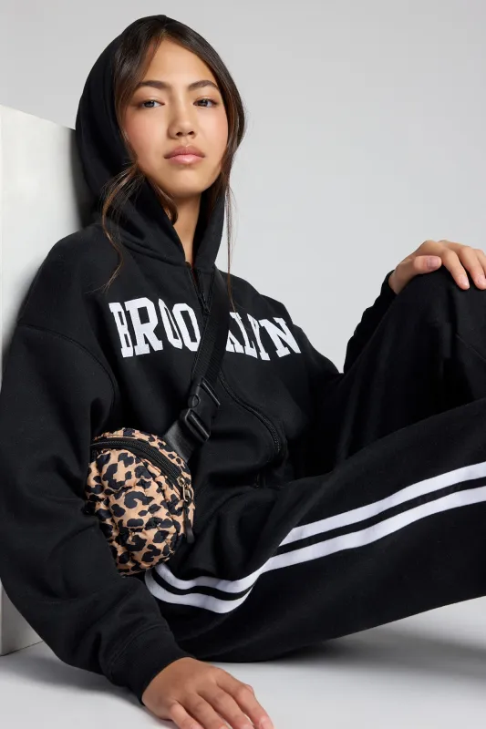 Girls Brooklyn Graphic Zip-Up Fleece Hoodie sold by Urban Planet