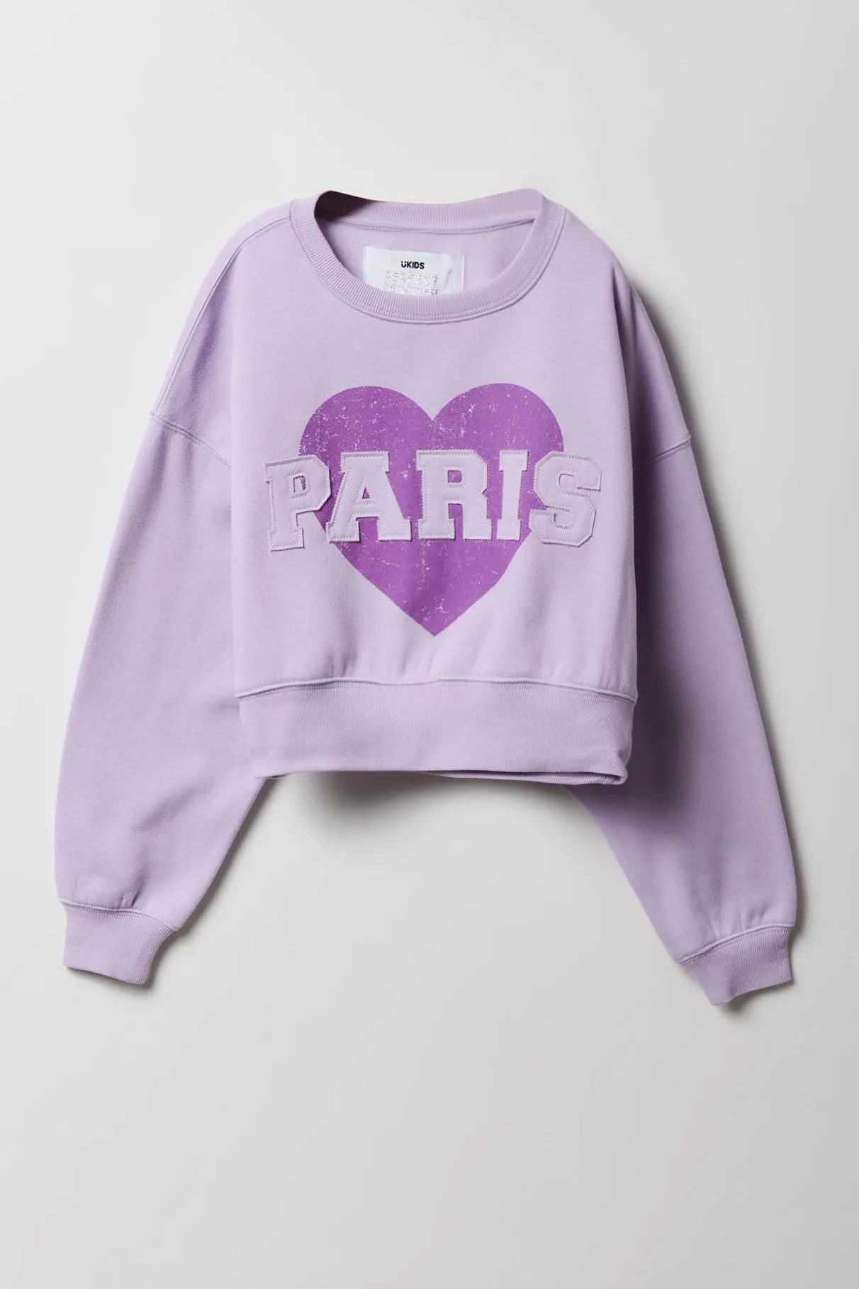 Girls Paris Patched Fleece Sweatshirt sold by Urban Planet