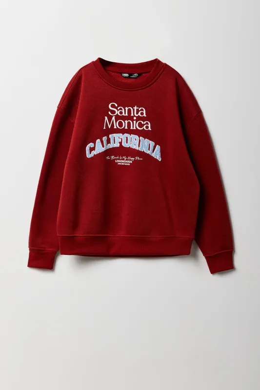 Boys Santa Monica Chenille Embroidered Graphic Fleece Sweatshirt sold by Urban Planet