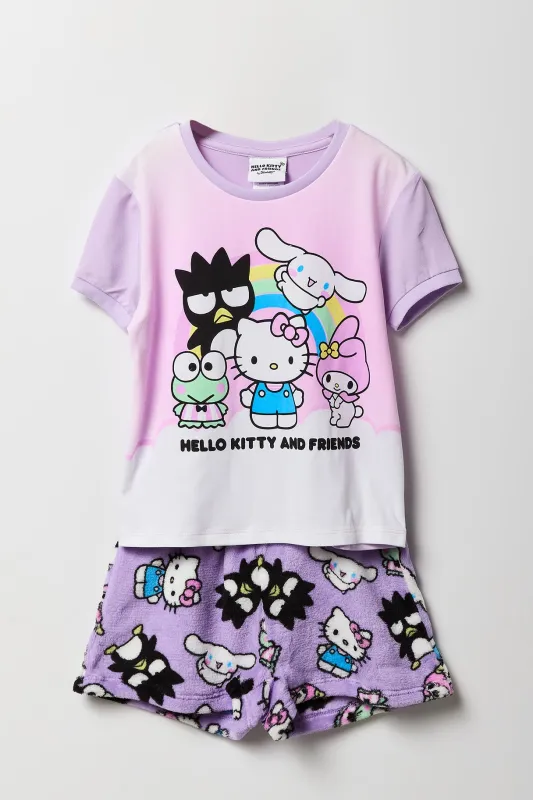 Ensemble-pyjama t-shirt à imprimé Hello Kitty & Friends et short pelucheux pour filles sold by Urban Planet