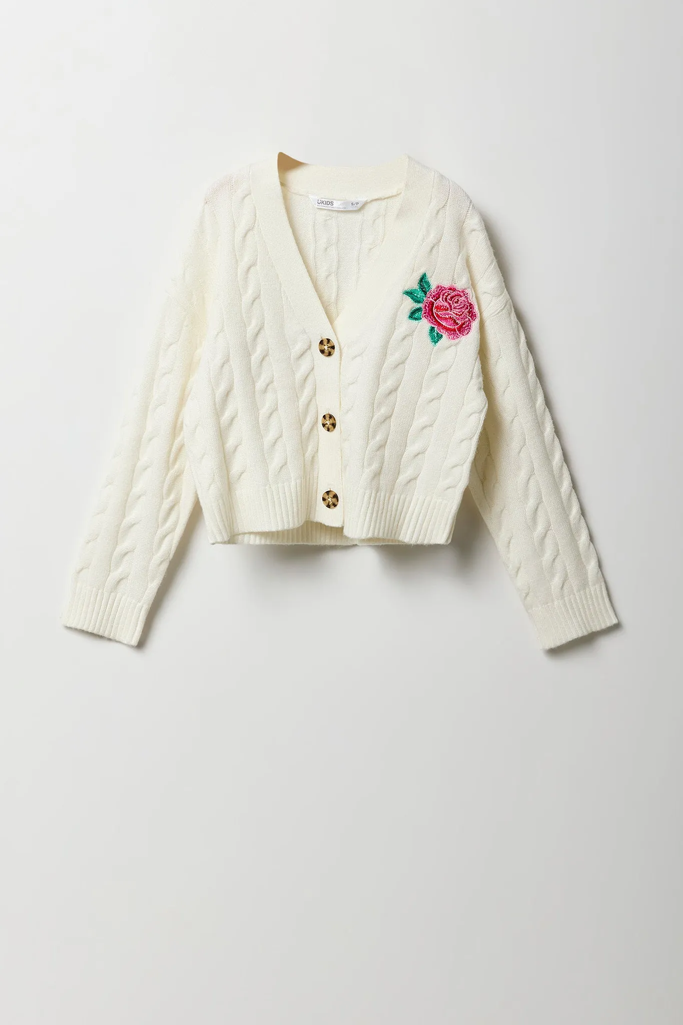 Girls Embroidered Cable Knit Cardigan sold by Urban Planet product image thumbnail 3