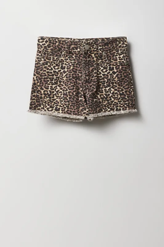 Short de plage en denim avec motif guépard pour fille sold by Urban Planet