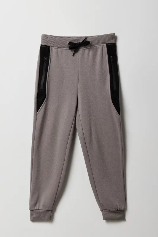 Boys Colourblock Zipper Pocket Fleece Jogger sold by Urban Planet