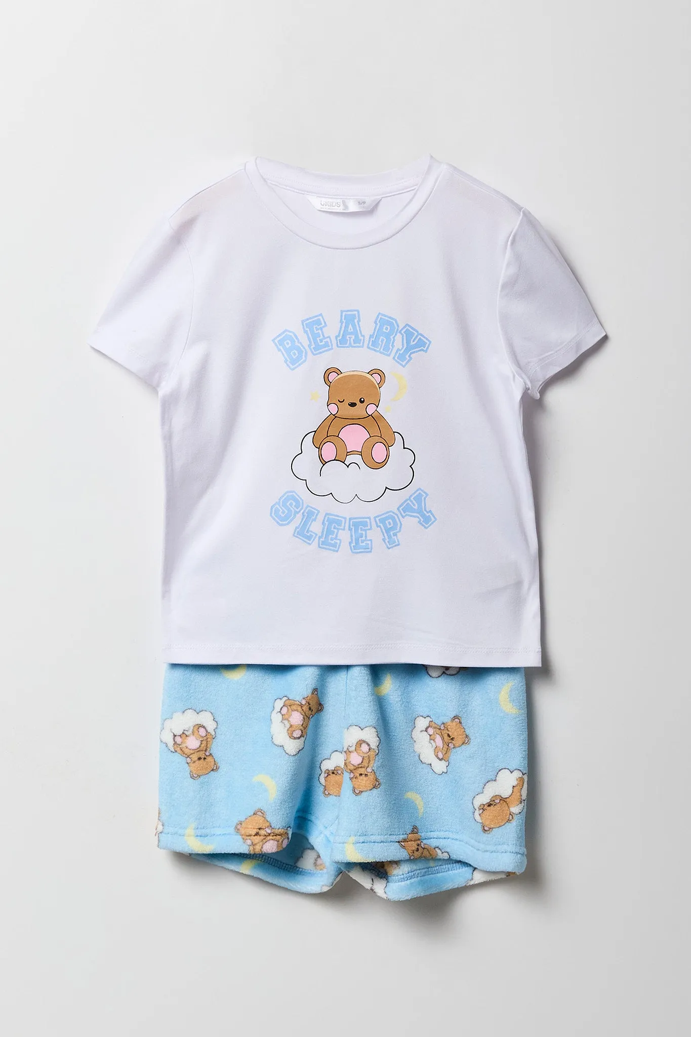 Ensemble-pyajama deux pièces t-shirt et short pelucheux imprimés pour filles sold by Urban Planet