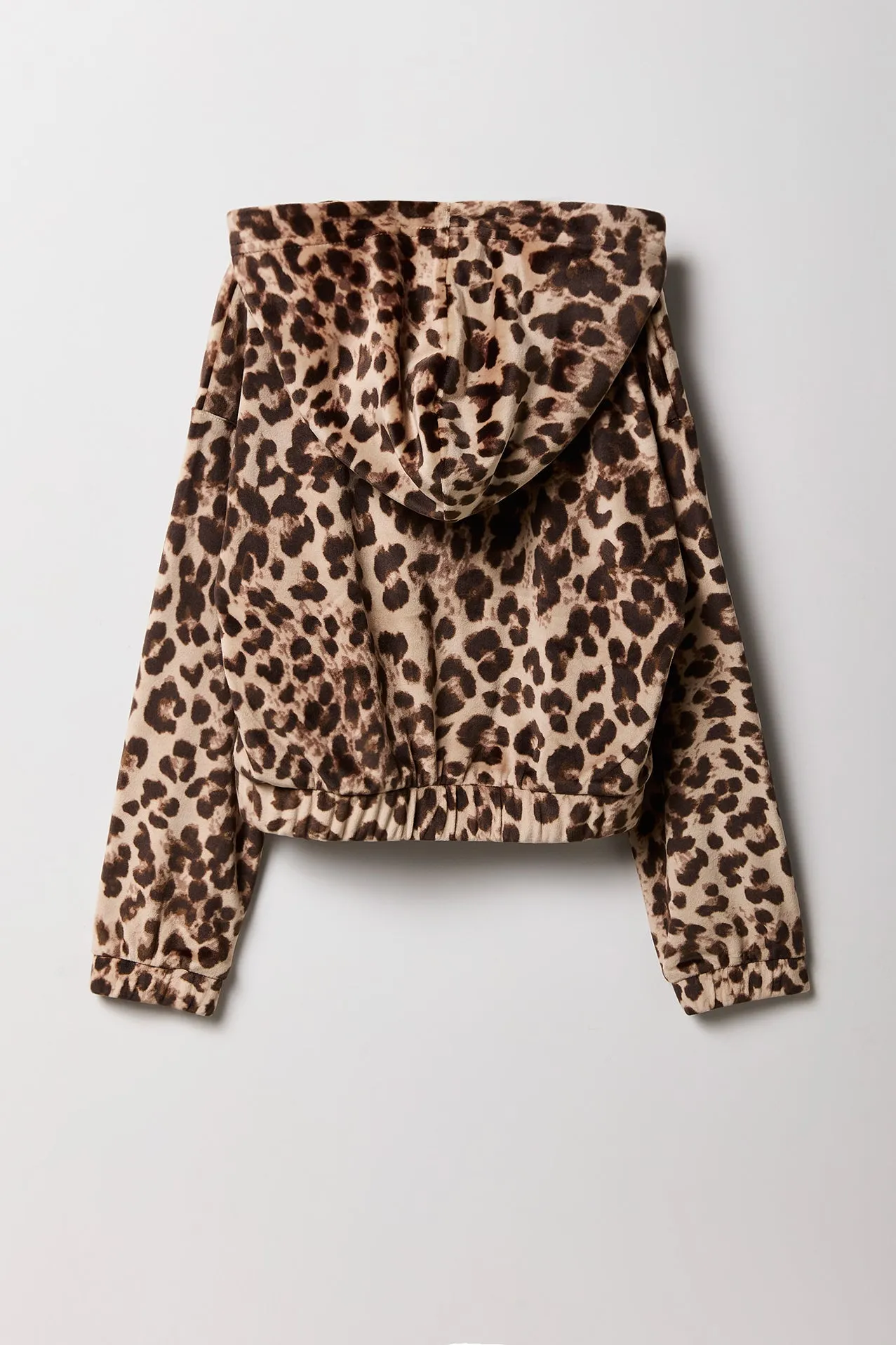 Girls Cheetah Velour Zip-Up Hoodie sold by Urban Planet product image thumbnail 2