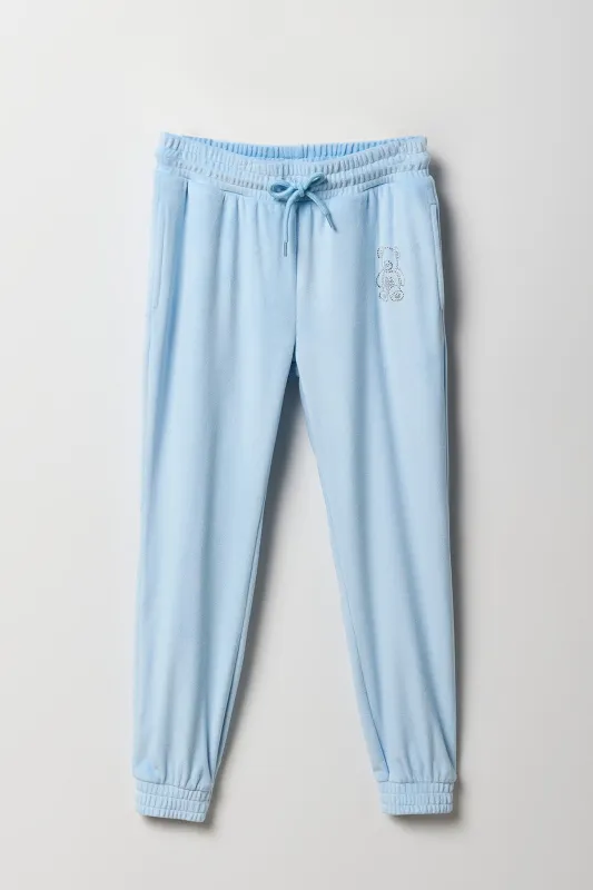 Girls Velour Rhinestone Jogger sold by Urban Planet