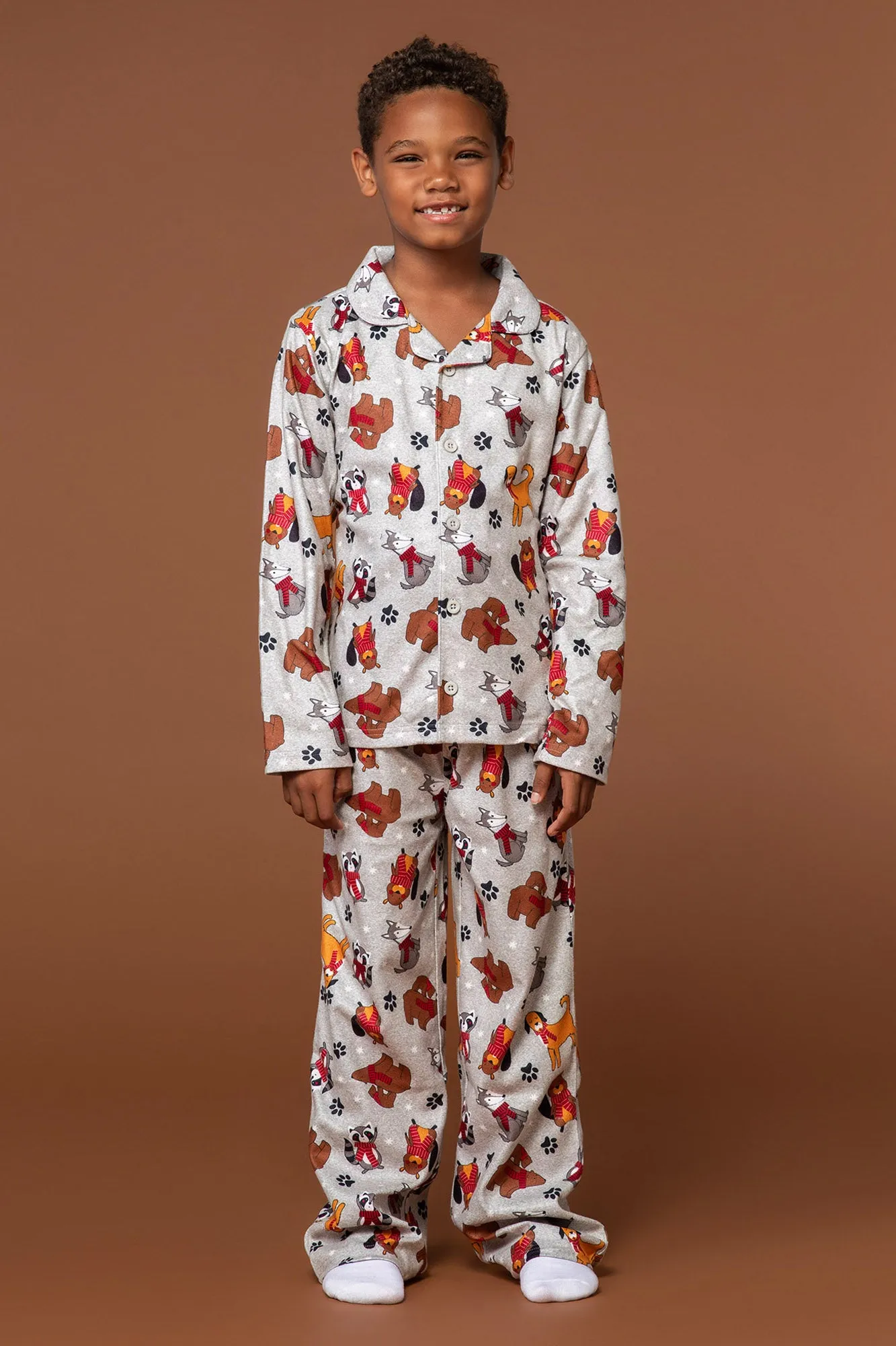 Ensemble pyjama Pyjamas de famille à imprimé Furry Friends en flanelle pour jeune sold by Urban Planet product image thumbnail 2
