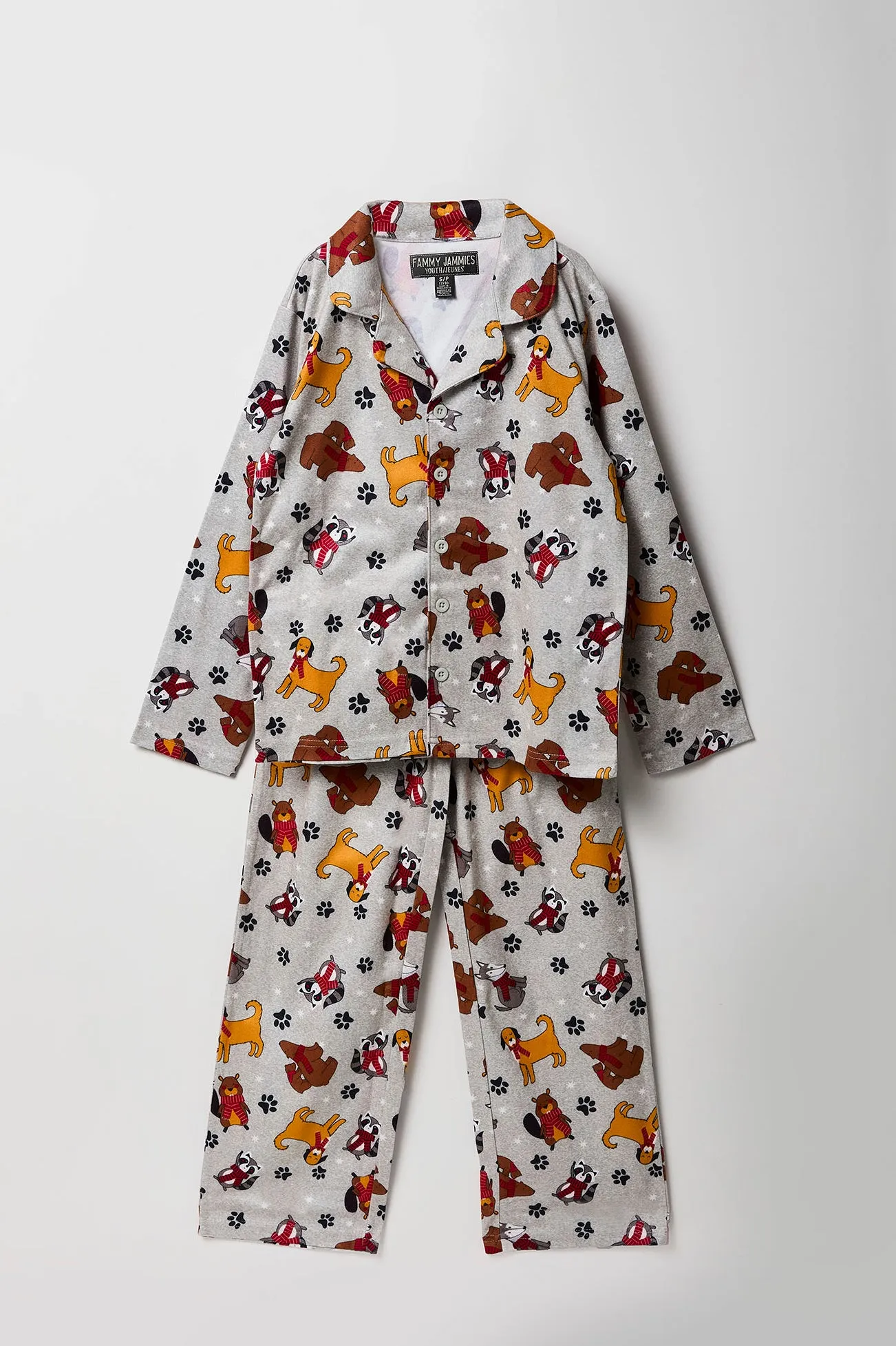 Ensemble pyjama Pyjamas de famille à imprimé Furry Friends en flanelle pour jeune sold by Urban Planet product image thumbnail 3