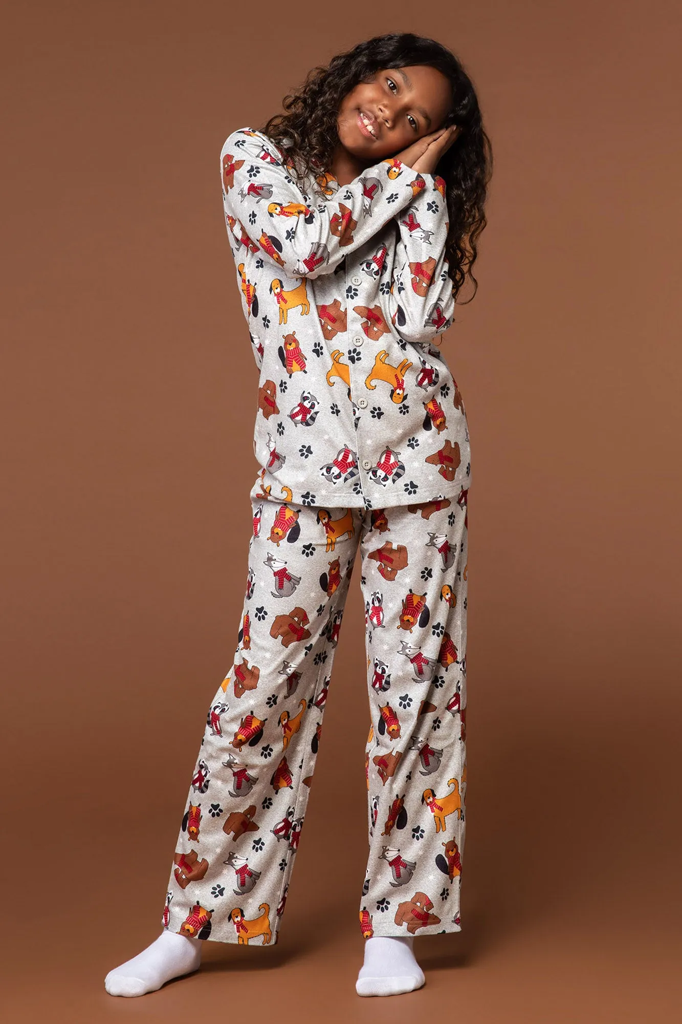 Ensemble pyjama Pyjamas de famille à imprimé Furry Friends en flanelle pour jeune sold by Urban Planet