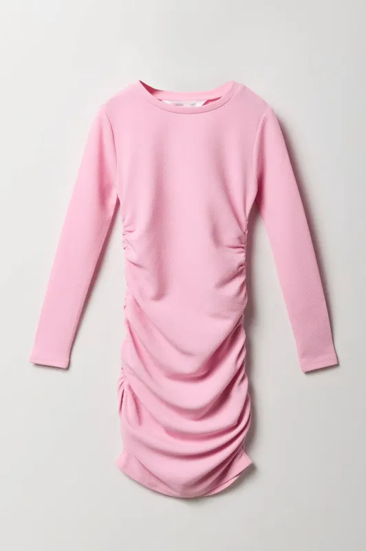 Girls Side Ruched Long Sleeve Dress sold by Urban Planet