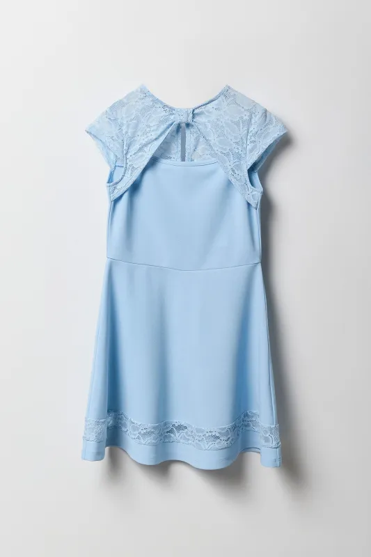 Girls Lace Trim Skater Dress sold by Urban Planet