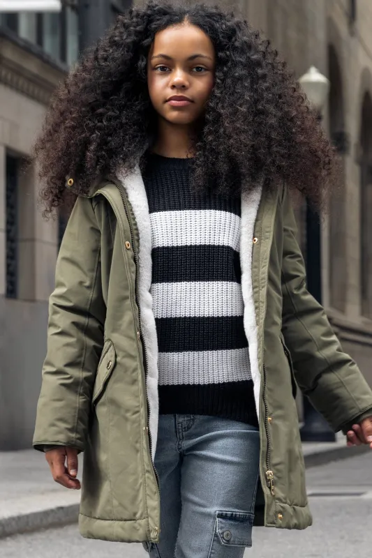 Girls Faux Fur Lined Parka sold by Urban Planet