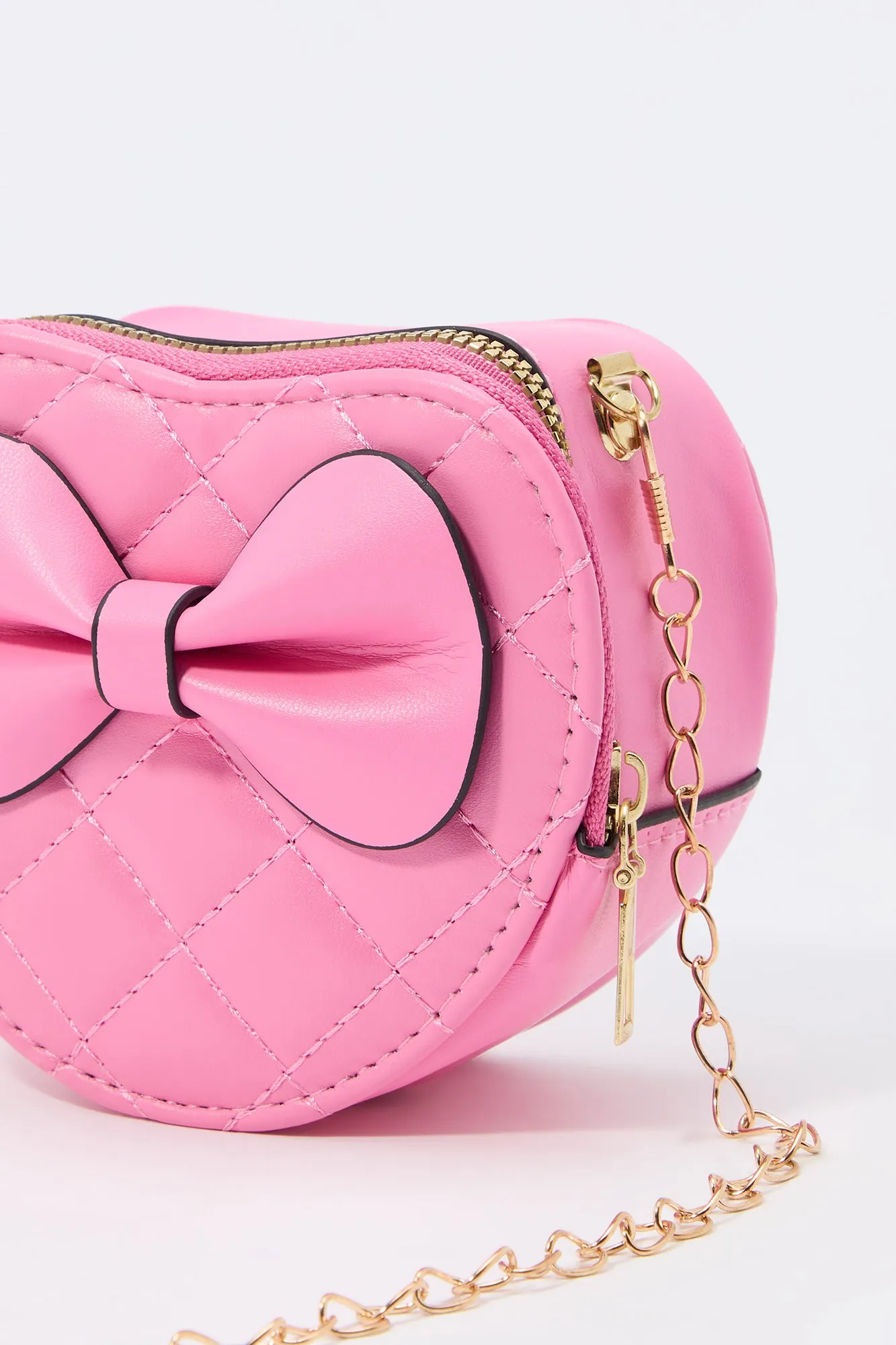 Girls Quilted Bow Heart Purse sold by Urban Planet product image thumbnail 4