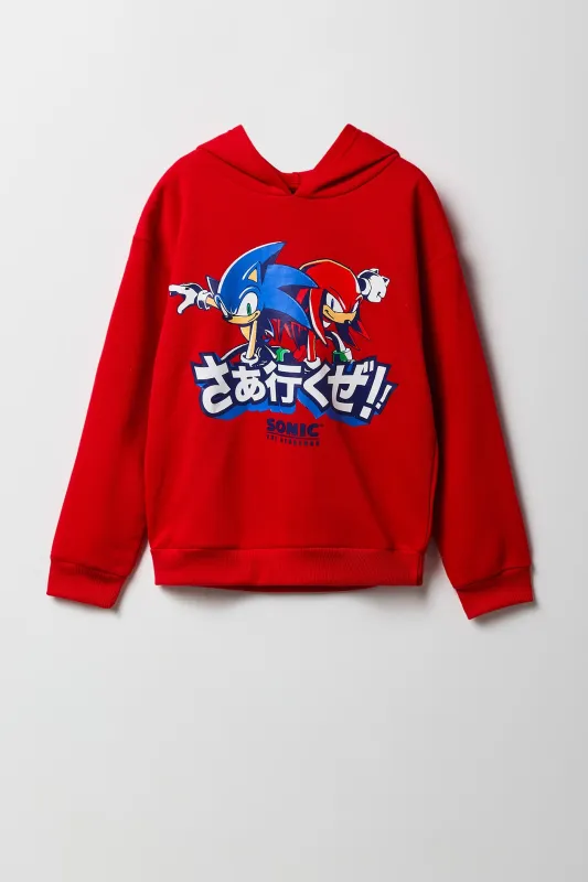 Haut à capuchon en molleton à imprimé Sonic pour garçon sold by Urban Planet
