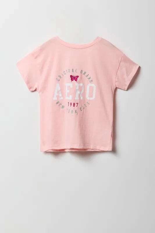 Girls Aero Butterfly Embroidered T-Shirt sold by Urban Planet