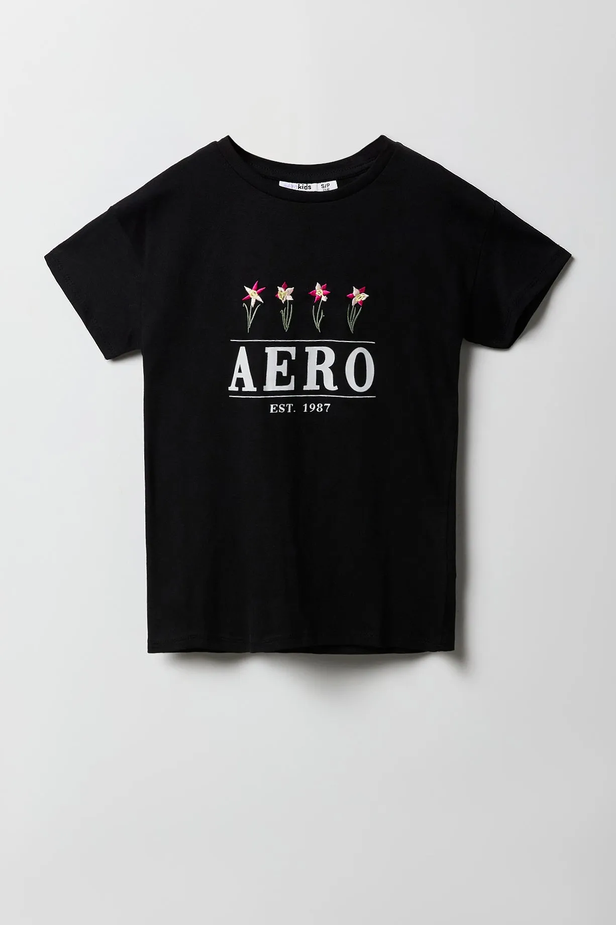 Girls Aero Floral Embroidered T-Shirt sold by Urban Planet