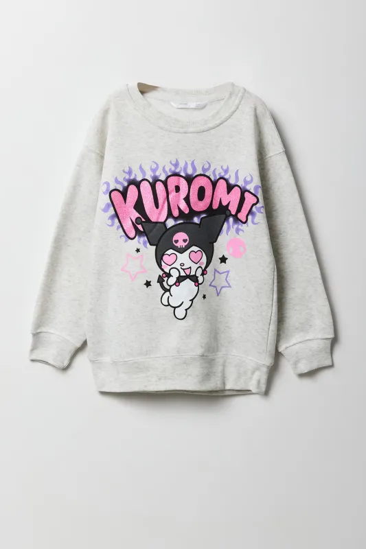 Girls Sparkly Kuromi Graphic Fleece Sweatshirt sold by Urban Planet