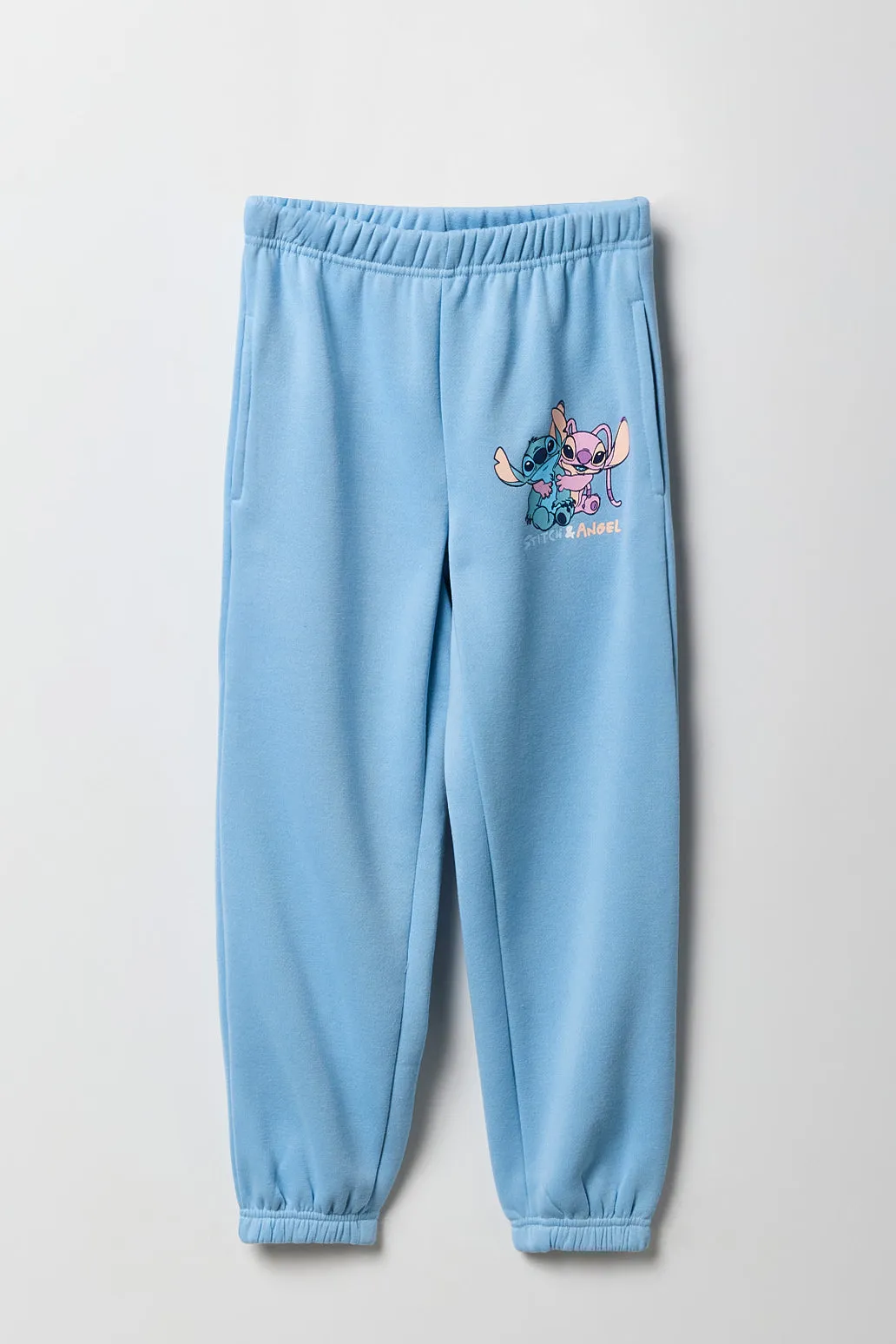 Girls Stitch & Angel Graphic Fleece Jogger sold by Urban Planet