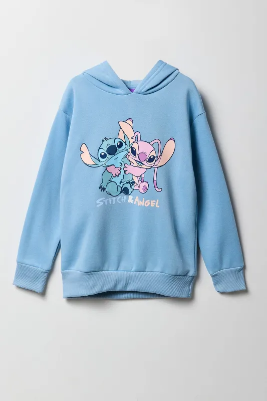 Girls Stitch & Angel Graphic Fleece Hoodie sold by Urban Planet