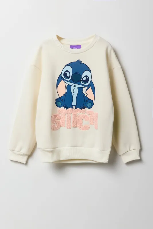 Girls Stitch Chenille Embroidered Fleece Sweatshirt sold by Urban Planet