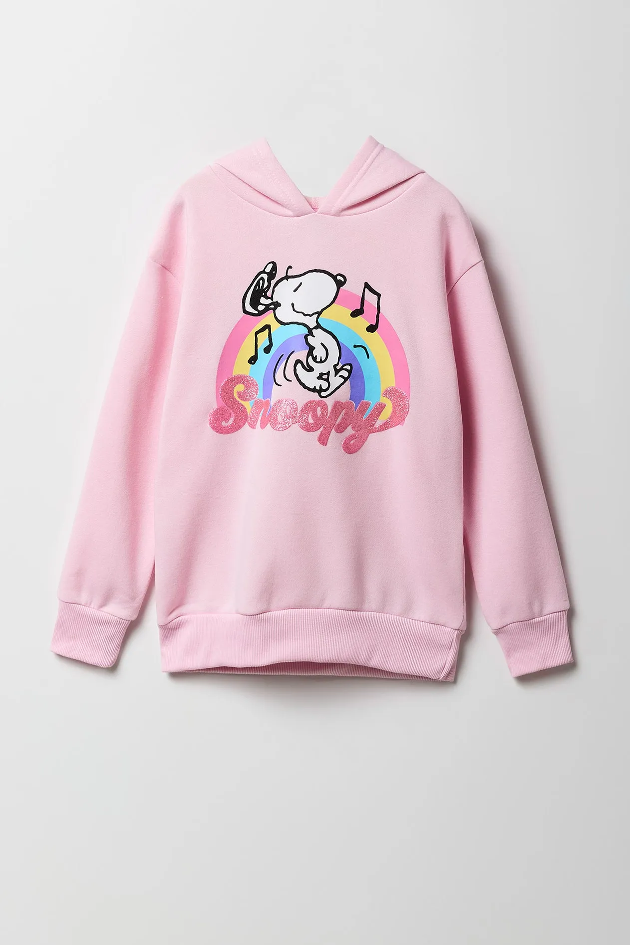 Girls Pink Snoopy Graphic Fleece Hoodie sold by Urban Planet